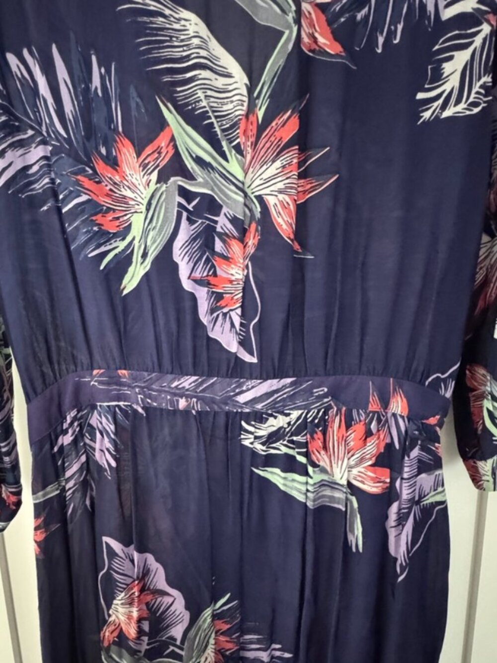 The Rose Jabberjee,Navy Tropical Floral Maxi Dress,Size:L,Sheer, NWT, Never Worn - Picture 8 of 9